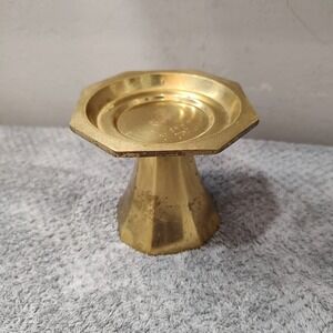 Vtg Brass Candle Holder 4.5" Octagon Base Candle Holder Castle Farm Core Holiday